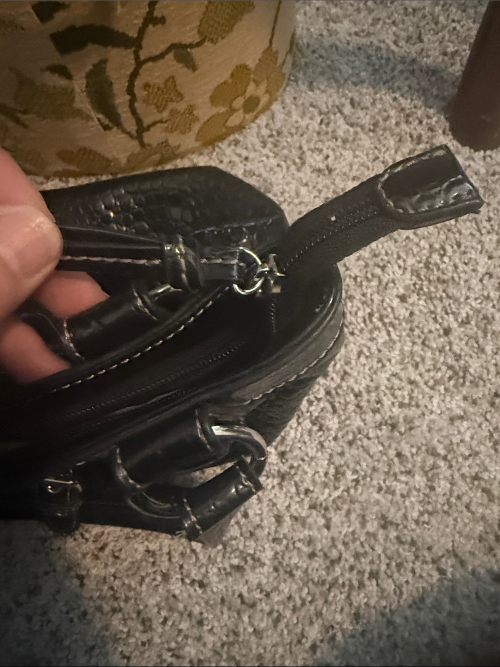 Nine West Black Croc-Embossed Shoulder Bag with Silver Accents - Picture 9 of 9